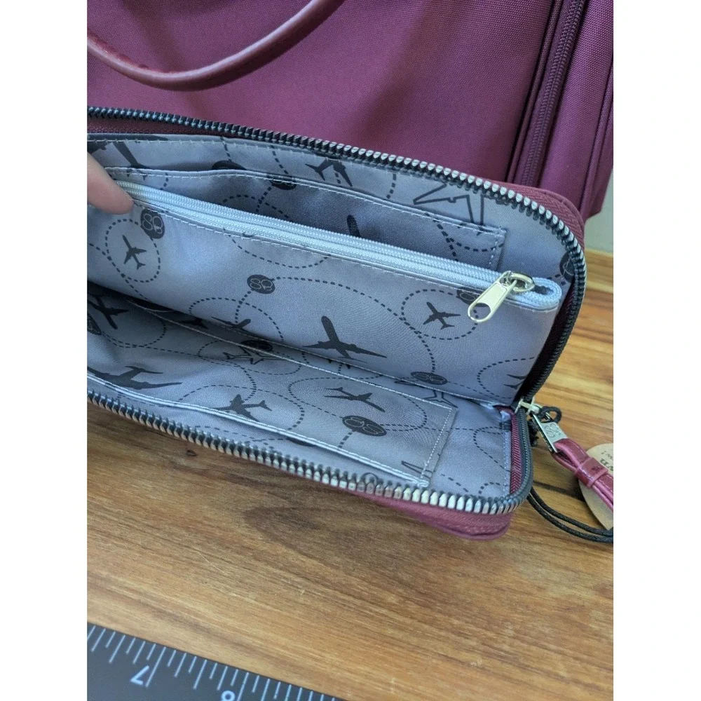 Samantha Brown Laptop Bag & Wallet Set Women OS Burgundy Recycled Fabric Travel